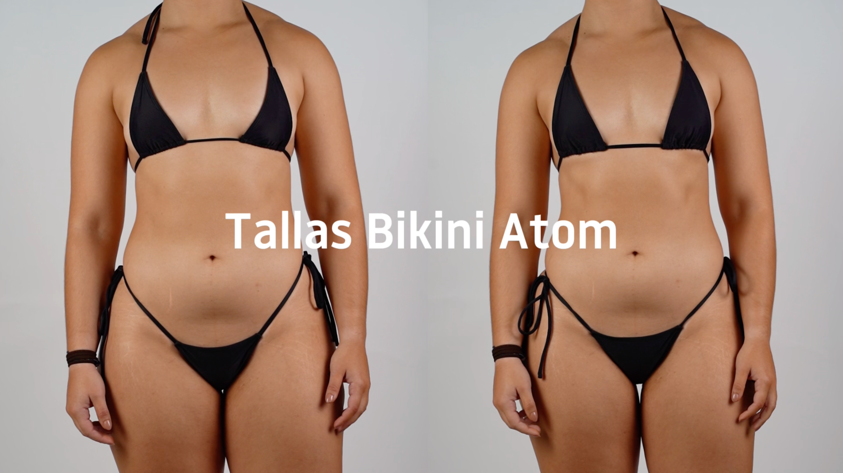 Load video: Guía de tallas visual de bikinis tanga  triángulo Bum Swim. Diferentes modelos llevando tallas del bikini.